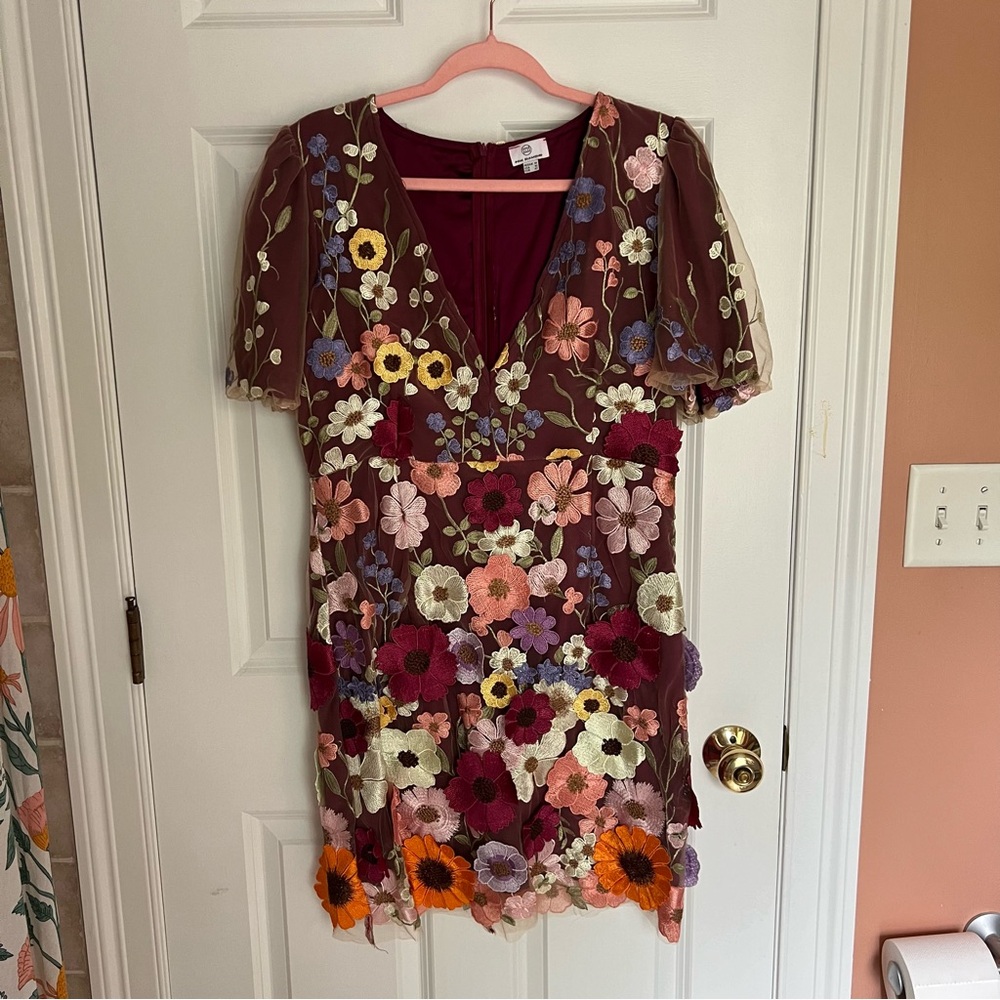Showpo Floral Embroidered Dress - Taylor Swift Inspired - size US 10